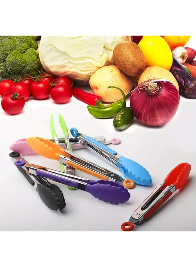 1pc Purple 7 Inch Mini Kitchen Tongs Heat Resistant Nylon Tips For Cooking Serving BBQ Salad - Image 4